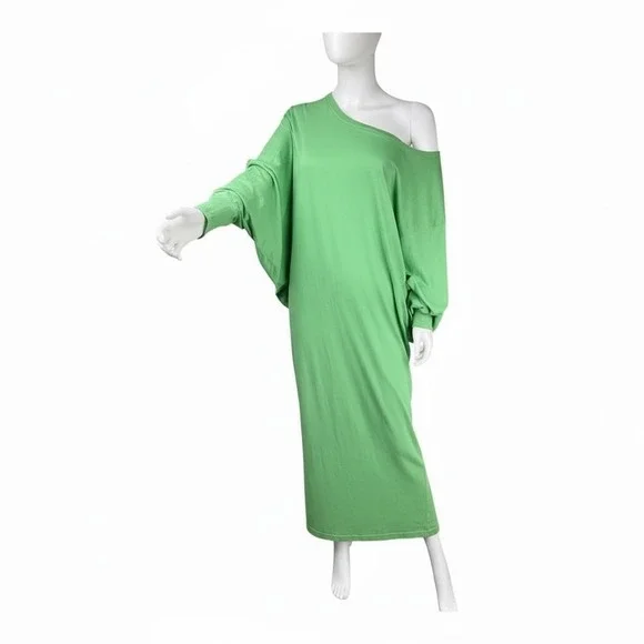 FREE PEOPLE Beach Green Long Sleeve Oversized Maxi Dress XS - Picture 10 of 10